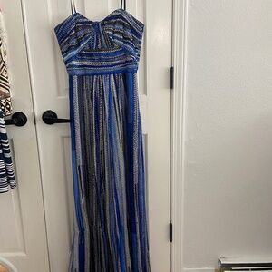 Laundry by Shelli Segal Blue Silk Gown - strapless size 4